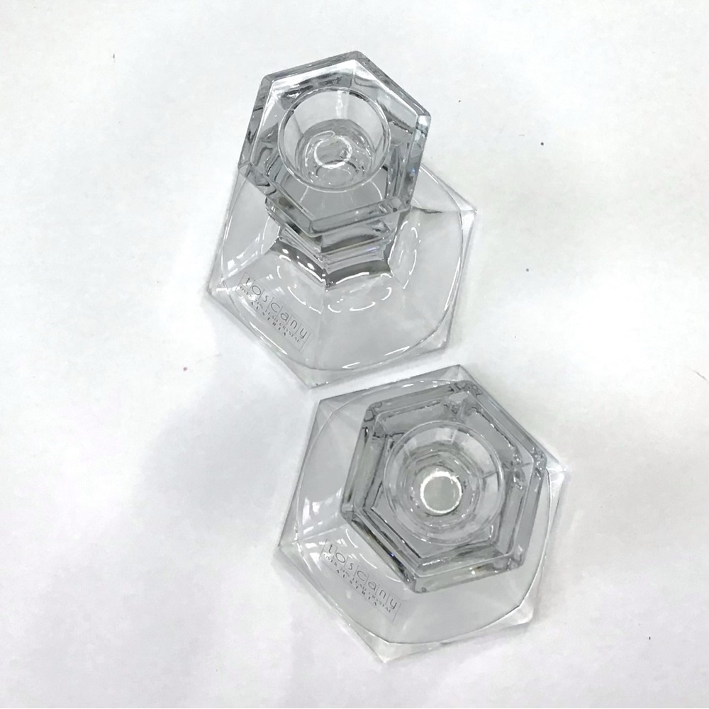 Vintage Toscany Austria 24% Lead Crystal Candlestick Candle Holders 4-3/4” Set 2 - Picture 4 of 7